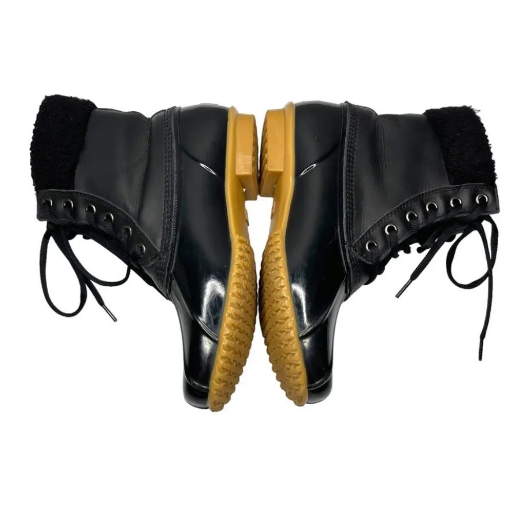 G.H. Bass Womens Harlequin Black Leather WRTPF‎ Lined Winter Ankle Boot Size 9 M